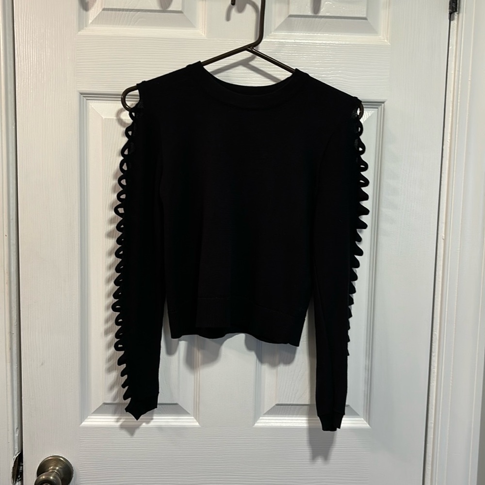 Gianni Bini XS Black Cropped Sweater with Arm Detail